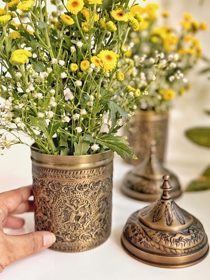 Antique Finish Brass Jars Set of 2