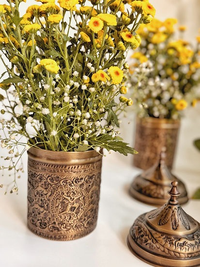 Antique Finish Brass Jars Set of 2