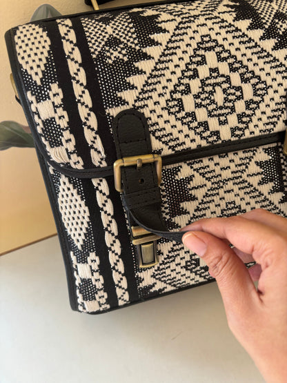 Monochrome Mesa Handcrafted Saddle Bag