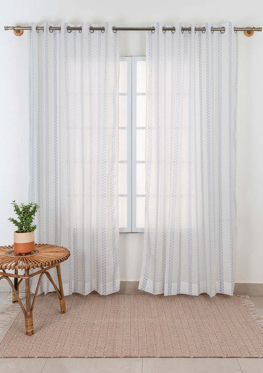 Light Filtering - Oriental Stripes Cotton Sheer Geometric Curtain