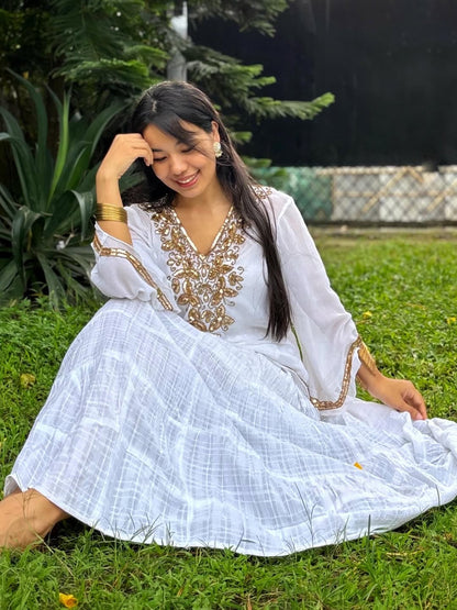 Zeenat Aman White Embroidered Top