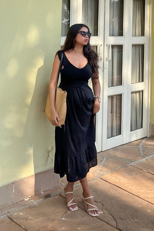 Black Frill Maxi Dress