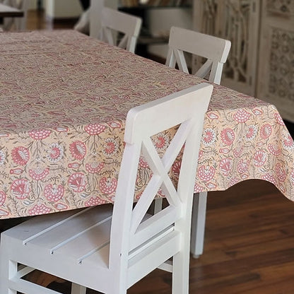 Blushing Meadows Wipeable & Anti Slip Cotton Tablecloth - ROUND