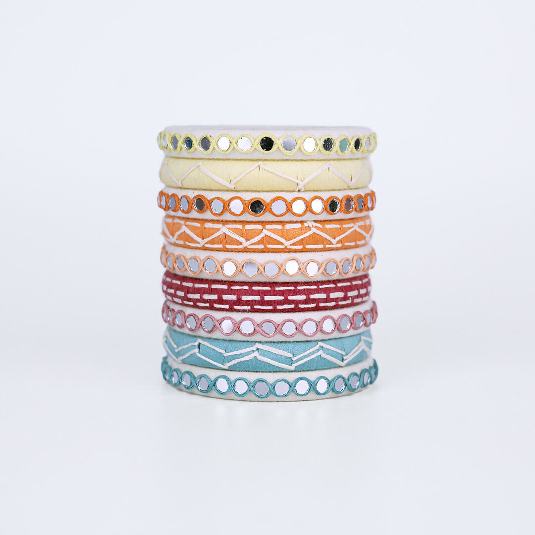 Ishi Multicolor Mirror Work Bangle Set