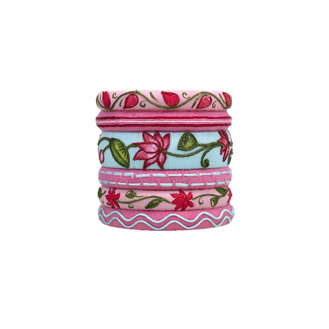 Padmini Hand-painted Lotus Bangle Set