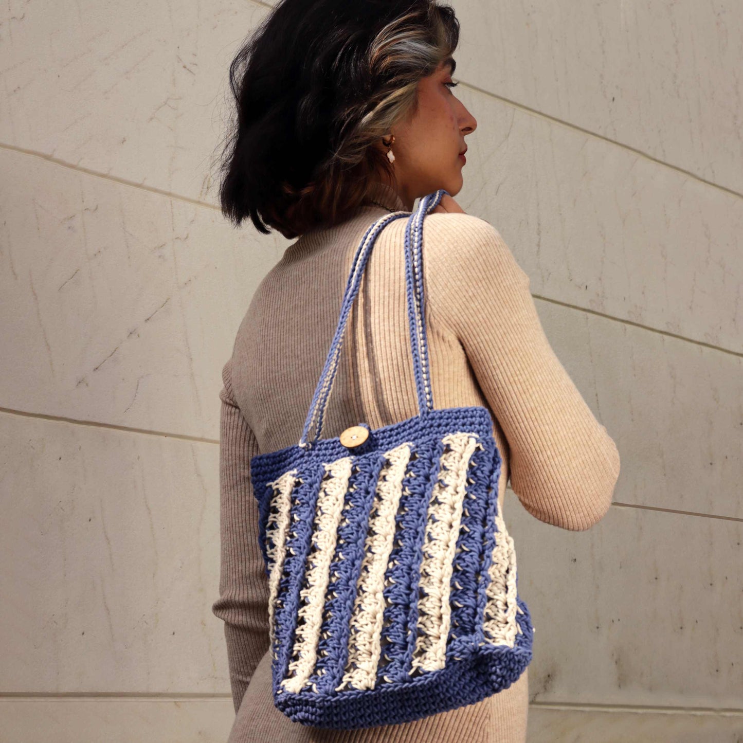 Blue & White Striper Shoulder Bag