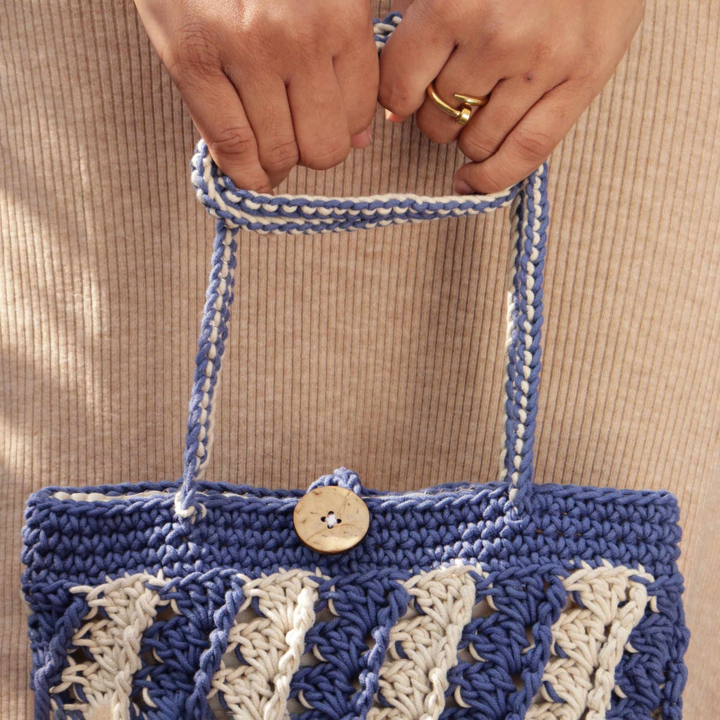 Blue & White Striper Shoulder Bag