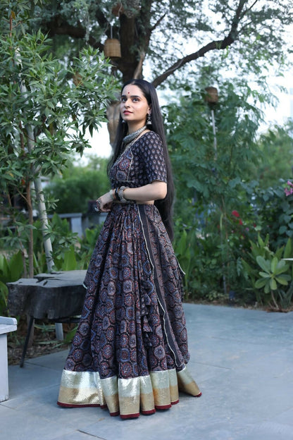 Durga Ajrakh Lehenga