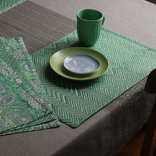 Tranquil Teal Wipeable & Reversible Cotton Placemats