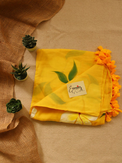 Gulmohar Handpainted Floral Saree