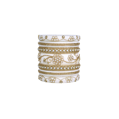 Gauri White & Golden Bangle Set