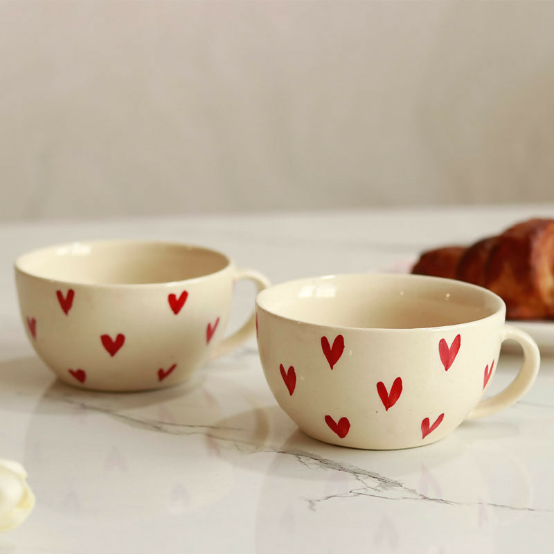 Heart Cappucino Mug (Set Of 2)