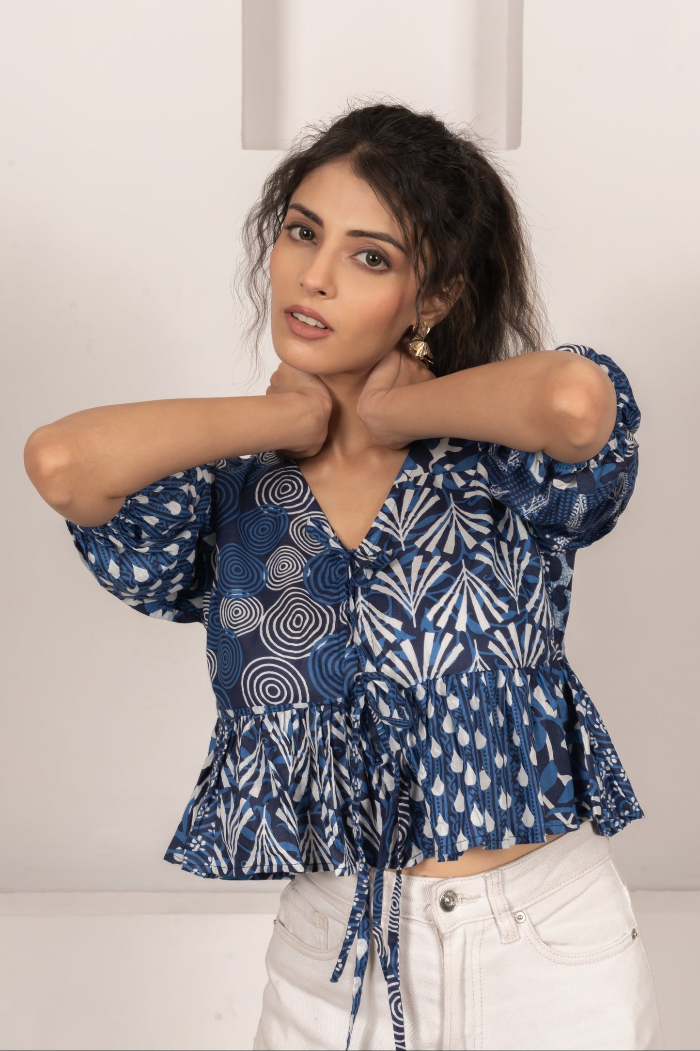 Patchwork Chic Cotton Cambric Knot Top