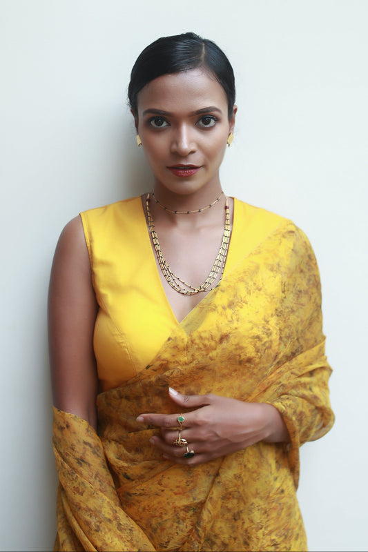 Natural Flower Dyed Sunhera Silk Saree