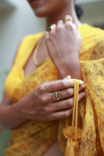 Natural Flower Dyed Sunhera Silk Saree