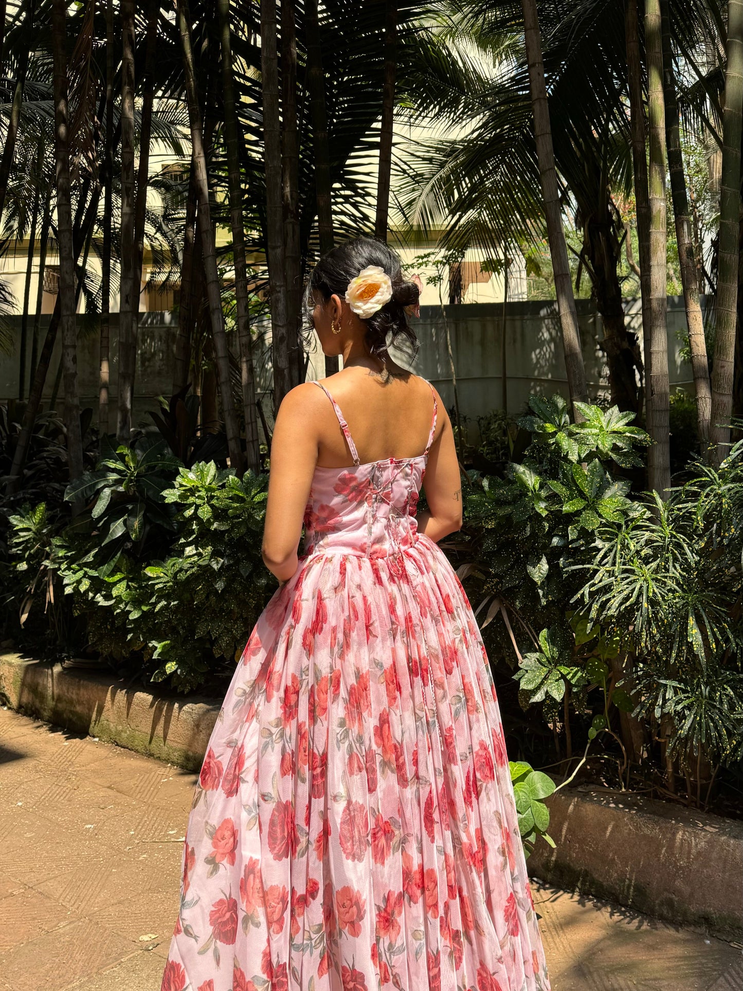 Floral Pink Padded Corset Gown