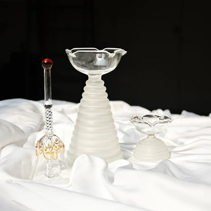 Glass Set - Tall Diya + Short Diya + Bell