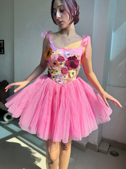 Corset Pink 3D Floral Dress