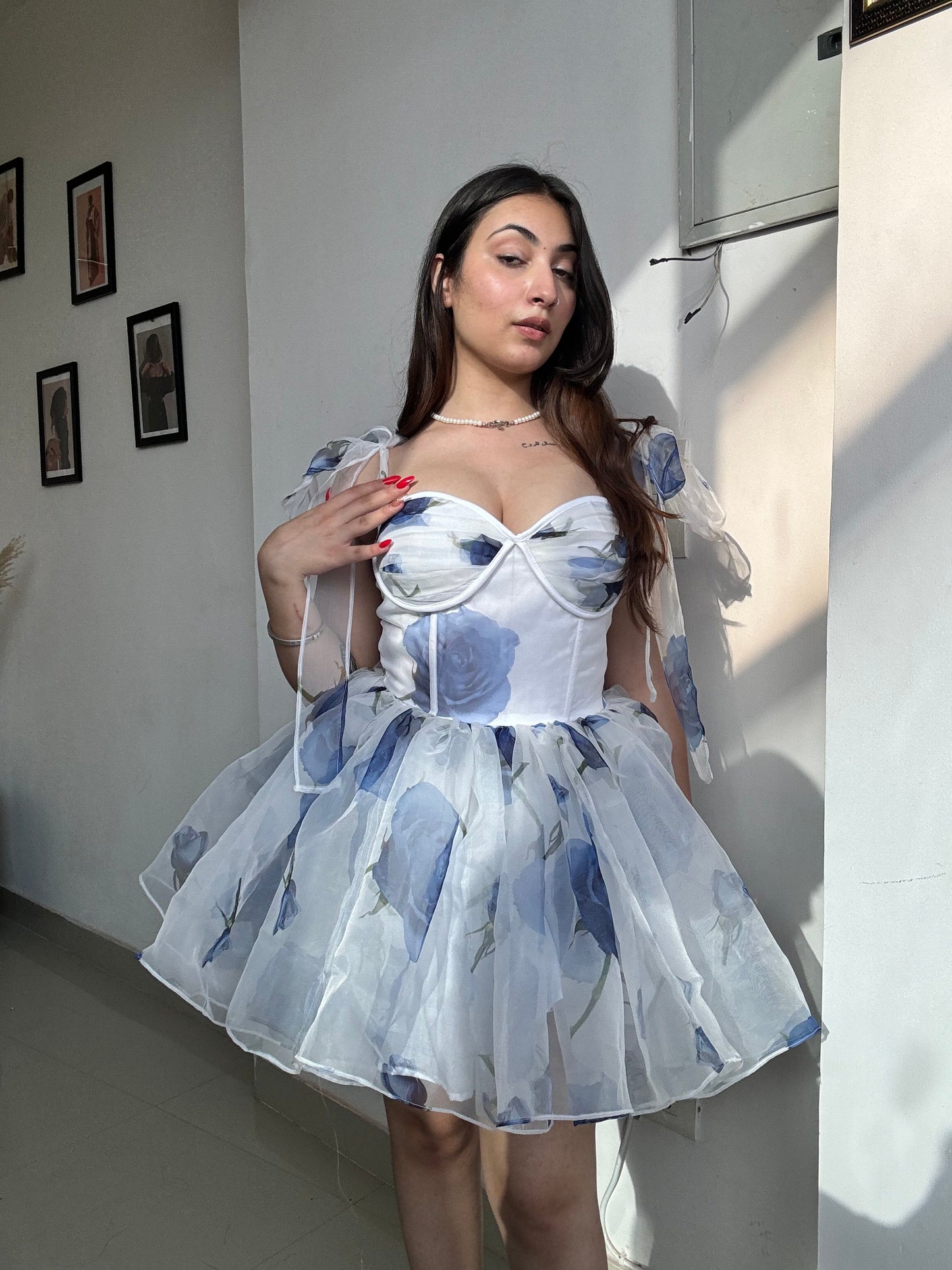 Midnight Corset White Organza Dress