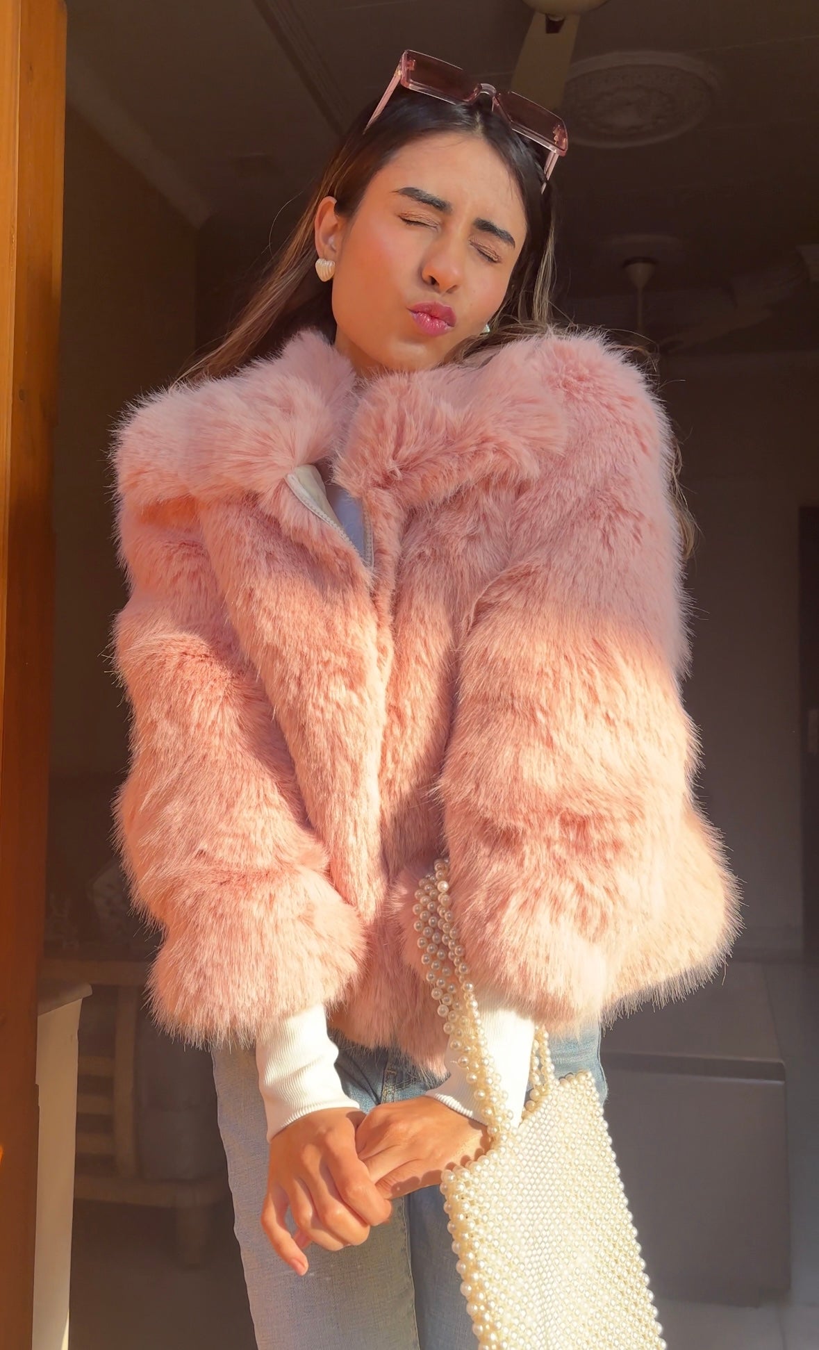 Kendall Fur Jacket in Pink