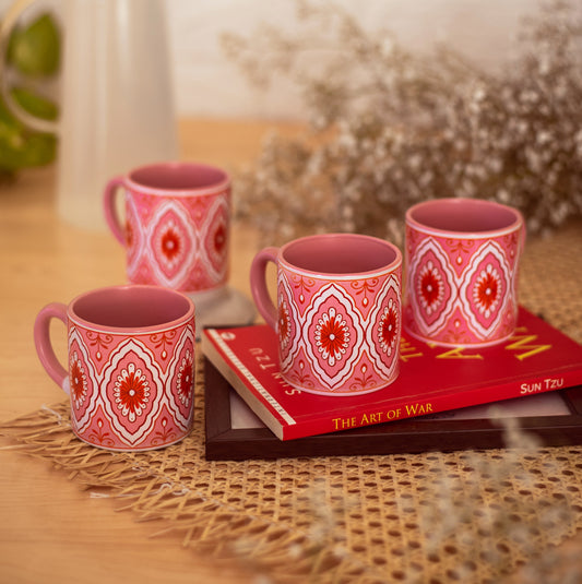 Pristine Pink Ceramic Tea cups - Set of 4