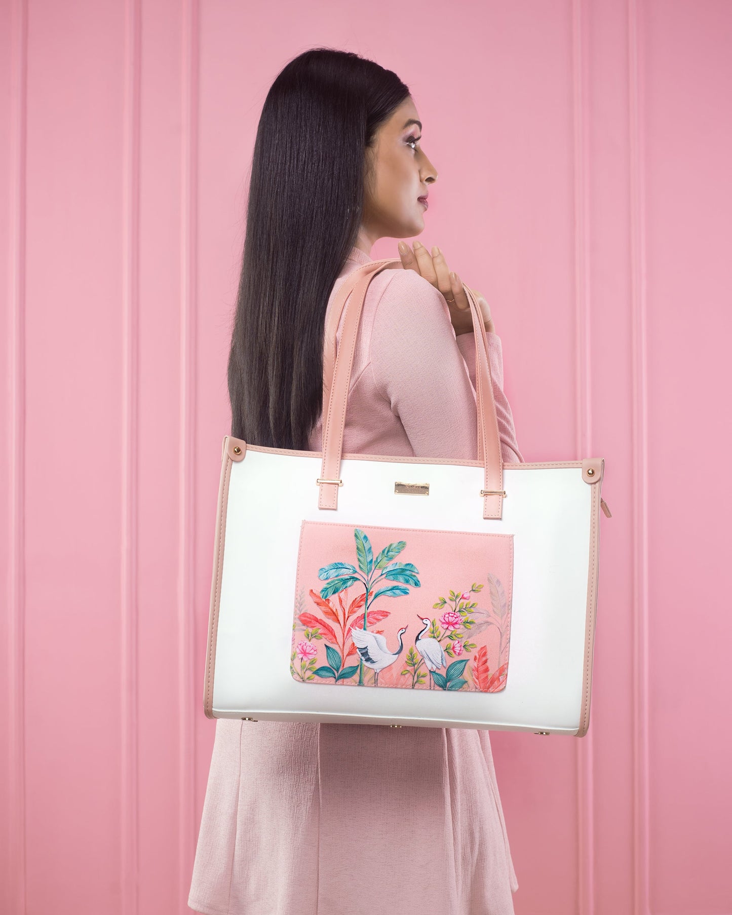 Peachy Crane Paradise Box Tote bag