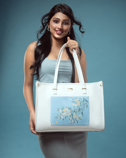 Periwinkle Blue and White Box Tote bag