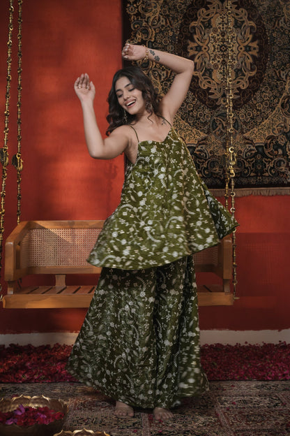 Madhubala Green Thread Work Palazzo Set