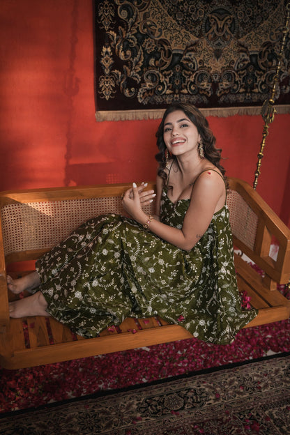 Madhubala Green Thread Work Palazzo Set