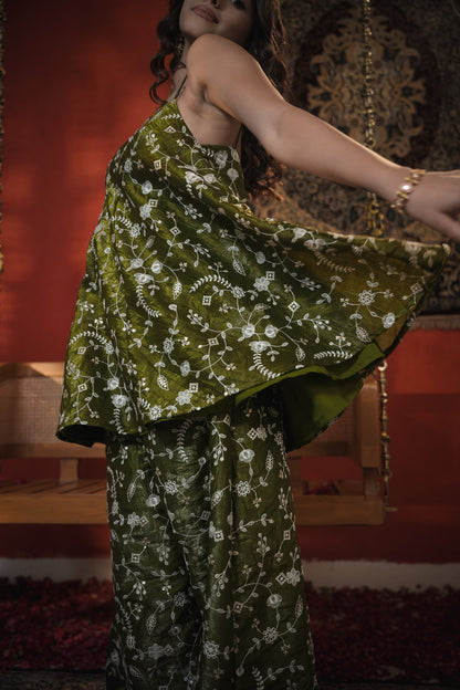 Madhubala Green Thread Work Palazzo Set