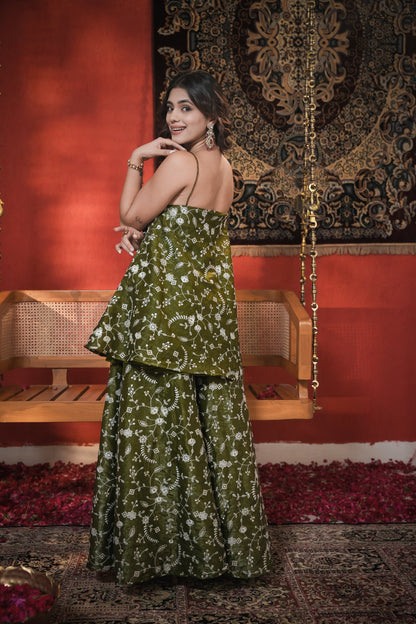 Madhubala Green Thread Work Palazzo Set