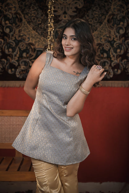 Tina Dark Grey Kurti & Bell Bottom Set