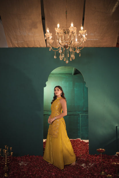 Mona Darling Yellow Hand Work Suit Set