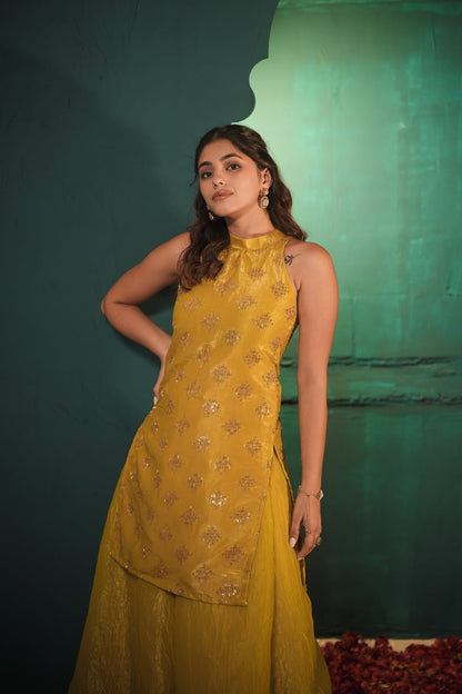 Mona Darling Yellow Hand Work Suit Set