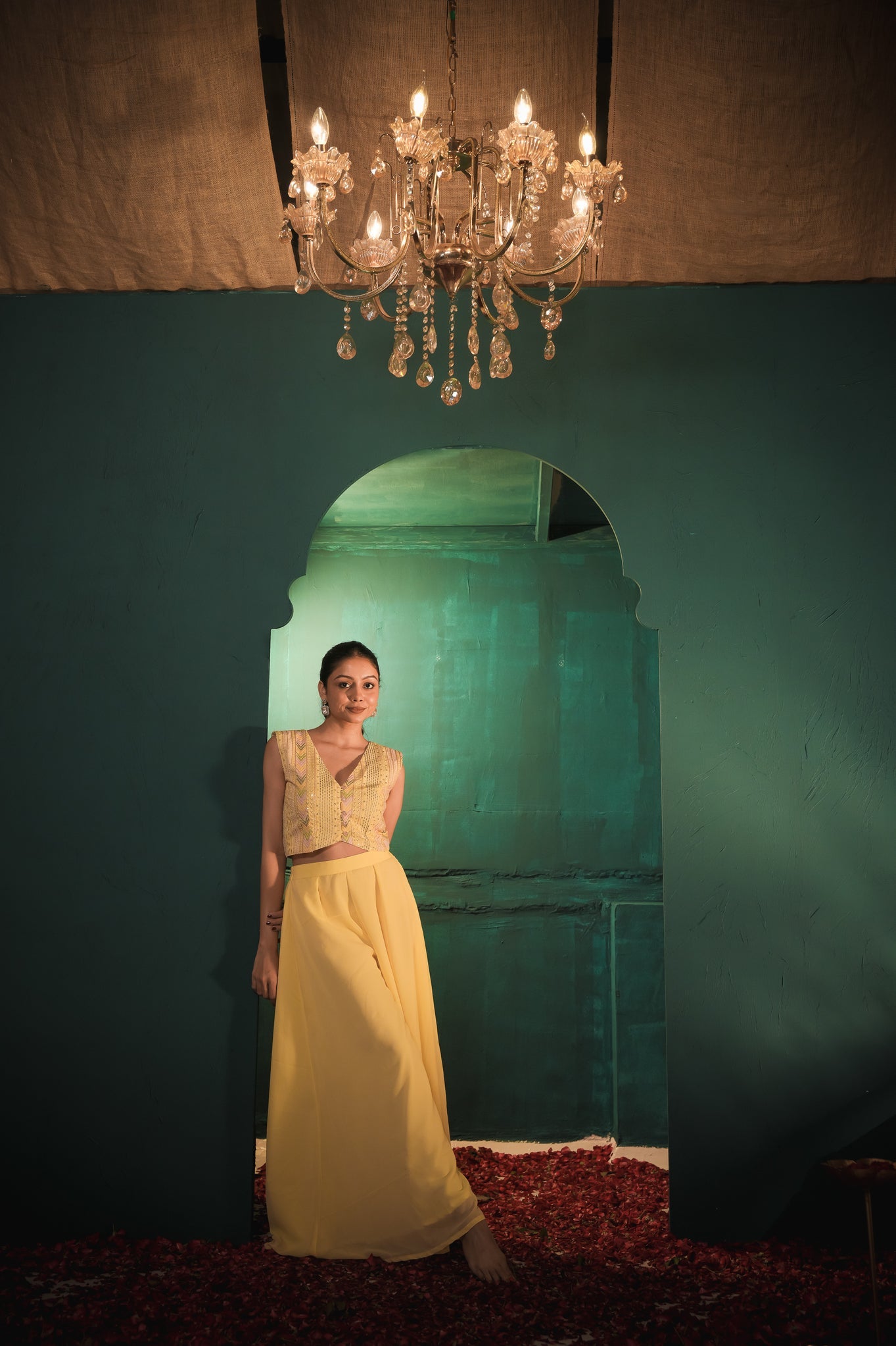 Poo Pastel Yellow Koti & Palazzo Set