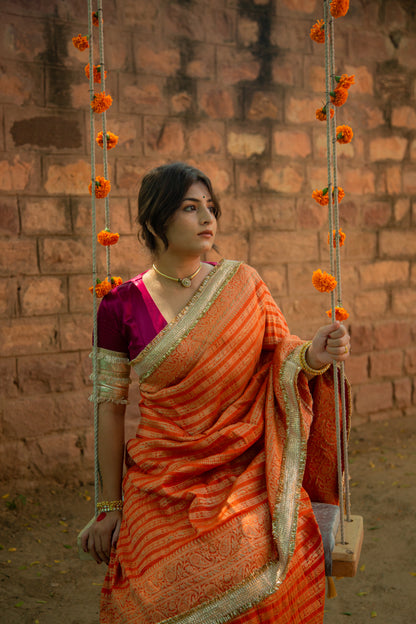 Orange Aayat Saree