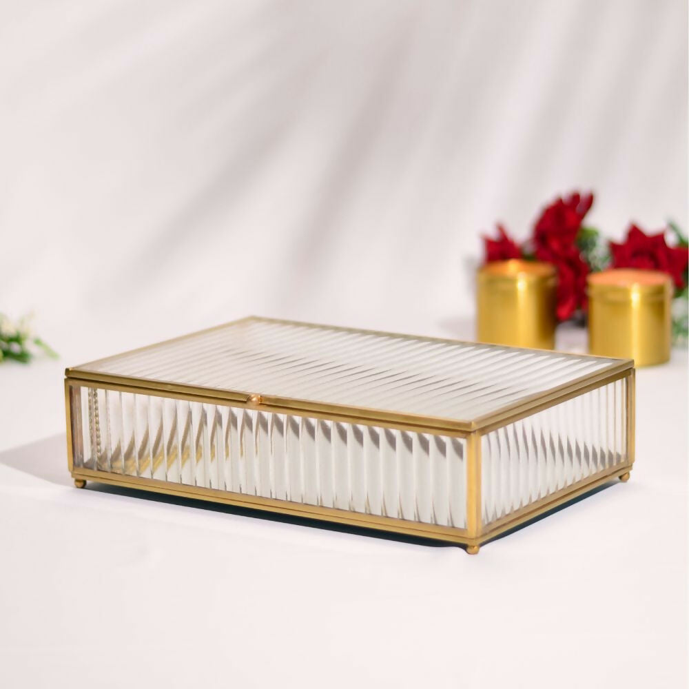 Fluted Glass Storage Box Large