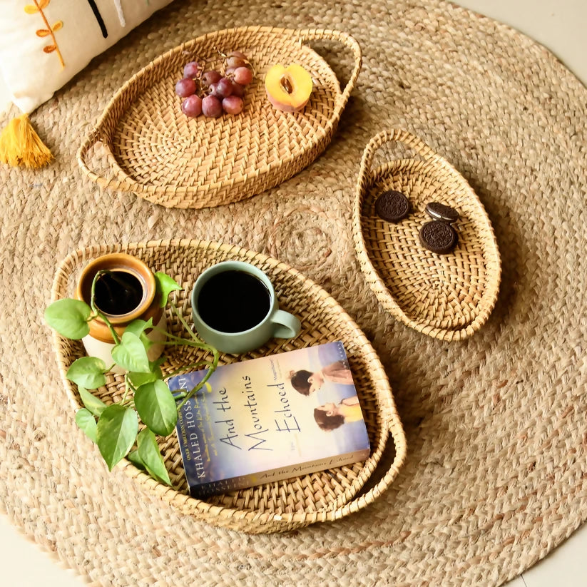 Cane Tray Oval Set of Three