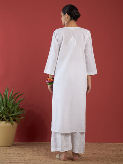 Aleena White Straight Chikanakri Kurta