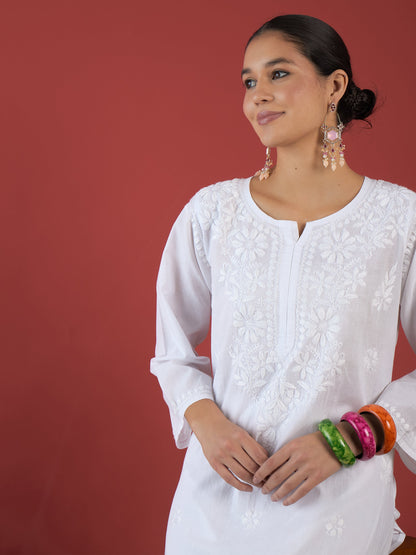 Aleena White Straight Chikanakri Kurta