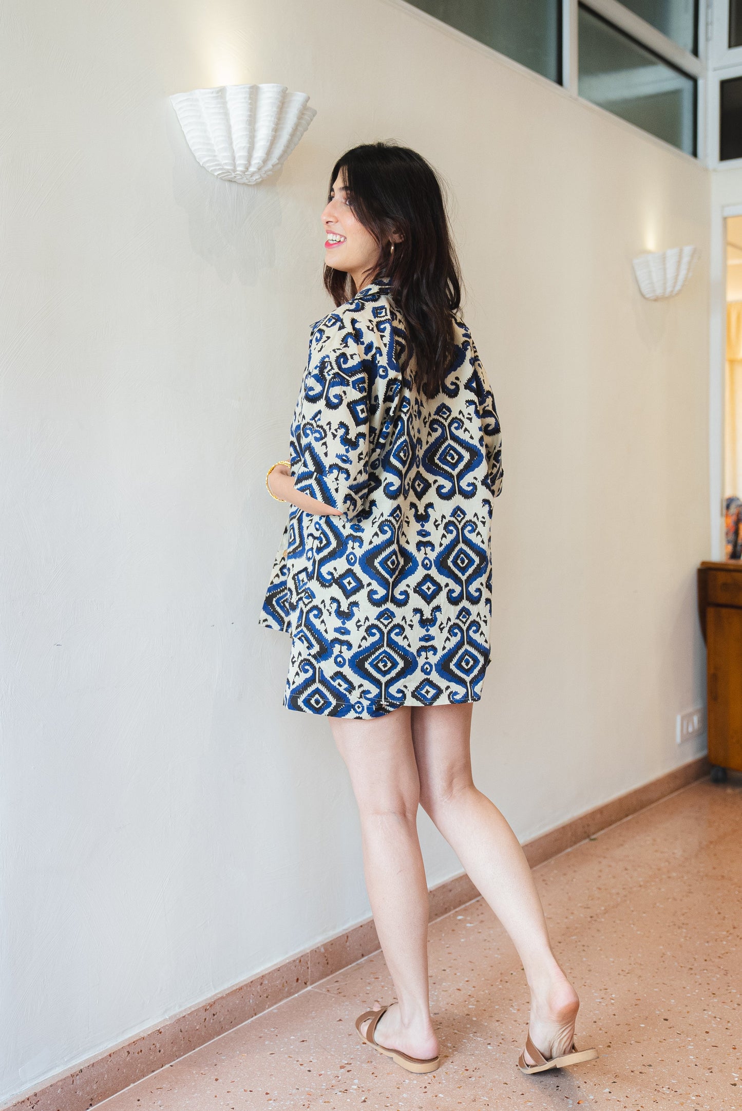 Ikkat Print Shirt and Shorts Co-ord Set