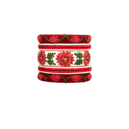 Adilia Handmade Red Dahlia Flower Cotton Thread Bangles