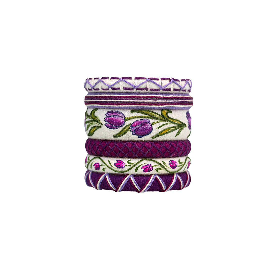 Nalini Purple Tulip Threadwork Hand-Painted Thread Bangles