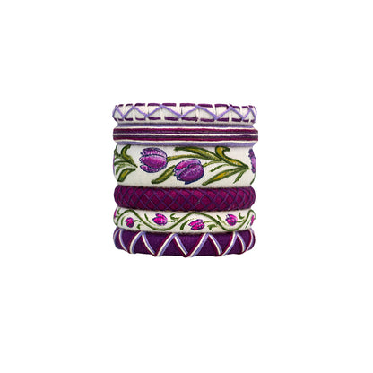 Nalini Purple Tulip Threadwork Hand-Painted Thread Bangles