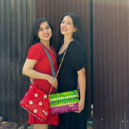 Upcycled Handwoven: Basketry Clutch Sling