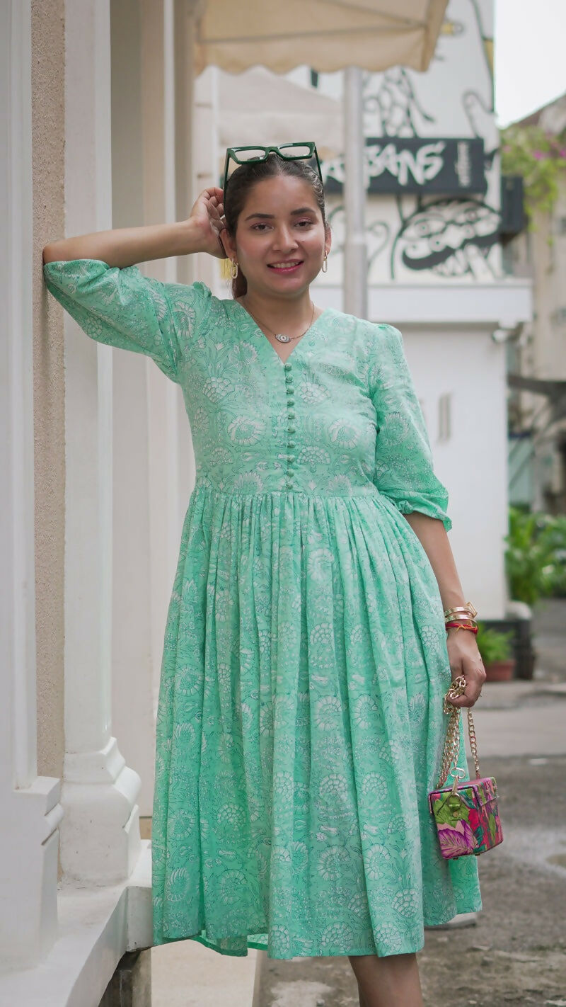 Prague Green Cotton Dress