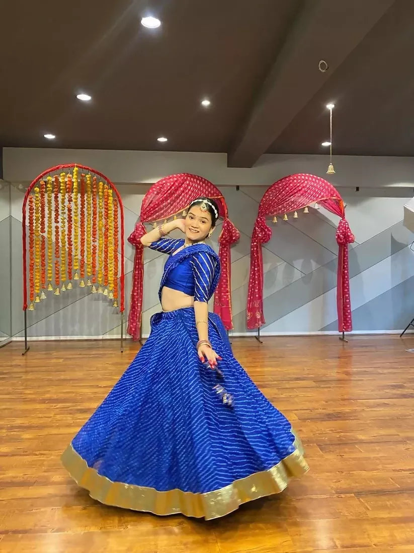 Blue Mothda Lehenga