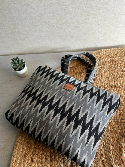 Ikat Black & White MacBook Laptop Sleeve