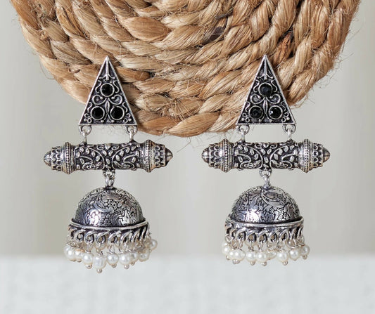 Purvi Silver Oxide Jhumka