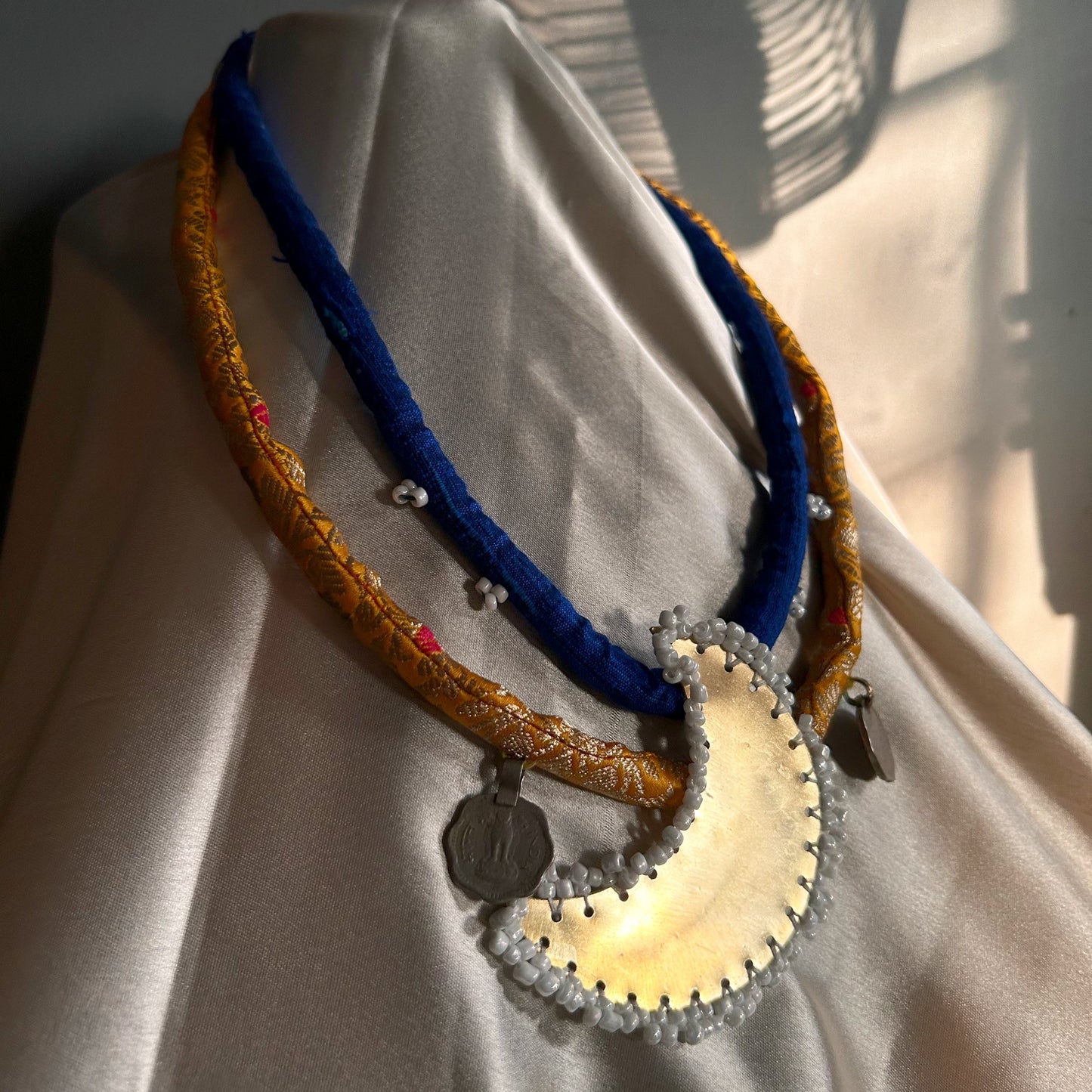 Harmony Brass Glass Beads Necklace - Moon